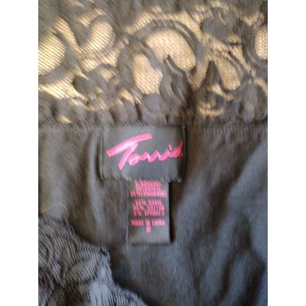 Torrid Blouse Woman 3 (3X) Black Lace Short Sleeves Stretch Cropped Party Casual - Picture 6 of 7